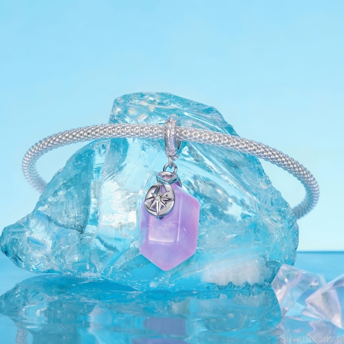 Charms ze srebra próby 925 AMETYST z gwiazdką