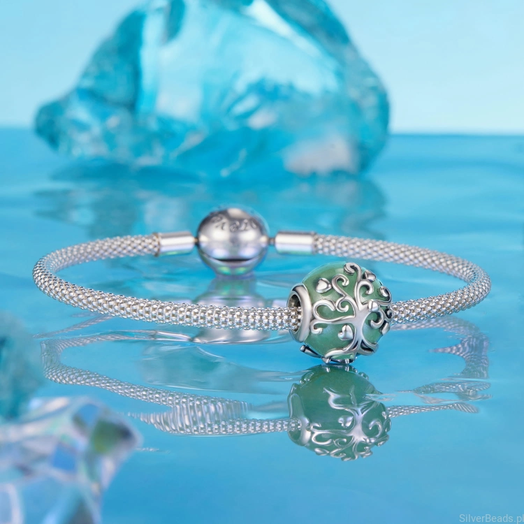 charms ze srebra do bransoletki pandora DRZEWO ŻYCIA z serduszkami