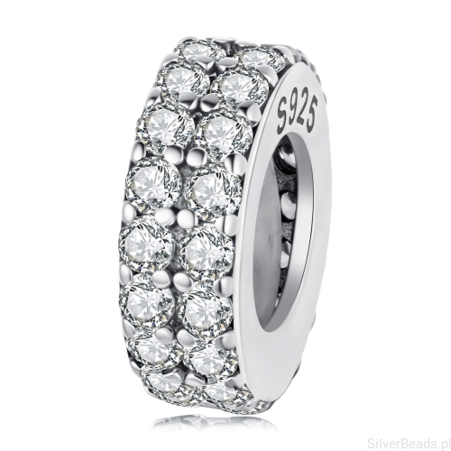 Srebrny charms KRYSZTAŁOWY stoper beads srebro 925 koralik