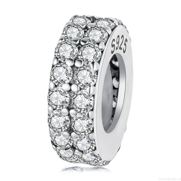 Srebrny charms KRYSZTAŁOWY stoper beads srebro 925 koralik