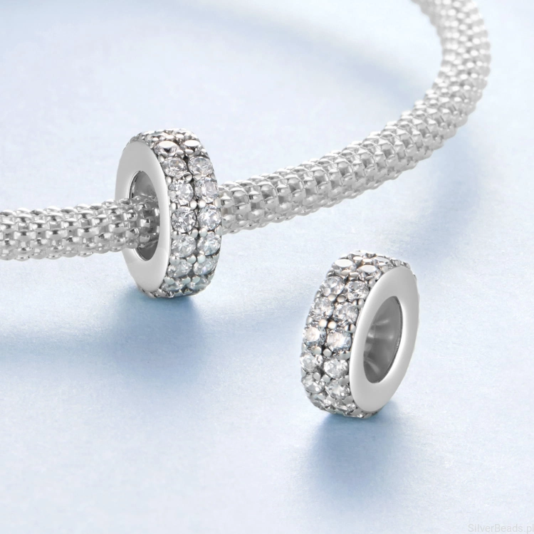 Charms srebro 925 KRYSZTAŁOWY stoper koralik do bransoletki modułowej charms