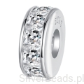 Srebrny charms stoper w kwadratowe kryształki beads srebro 925 koralik
