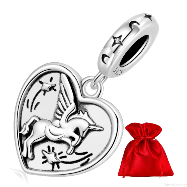 Elegancki satynowy woreczek gratis do każdego zamówienia koralików charms serce i JEDNOROŻEC