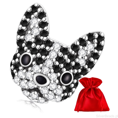 Elegancki satynowy woreczek gratis do każdego zamówienia koralików charms piesek BOSTON TERRIER