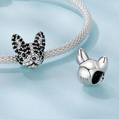 Charms srebro 925 piesek BOSTON TERRIER koralik do bransoletki modułowej charms
