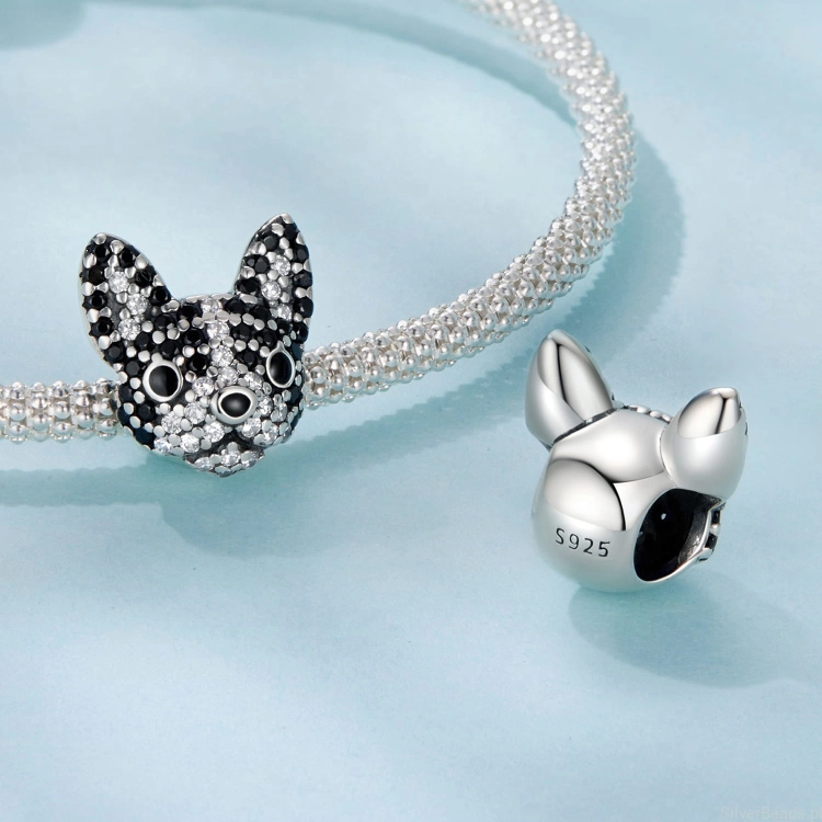 Charms srebro 925 piesek BOSTON TERRIER koralik do bransoletki modułowej charms