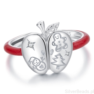 Srebrny pierścionek regulowany ŚWIĄTECZNE JABŁKO srebro 925