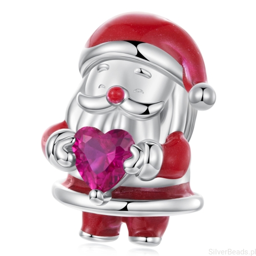 Srebrny charms ŚWIĘTY MIKOŁAJ z serduszkiem srebro 925 koralik beads