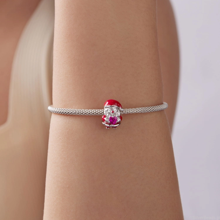 srebrny charms próba 925 ŚWIĘTY MIKOŁAJ z serduszkiem