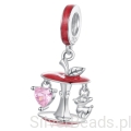 Srebrny charms jabłko z sarenką i serduszkiem zawieszka beads srebro 925