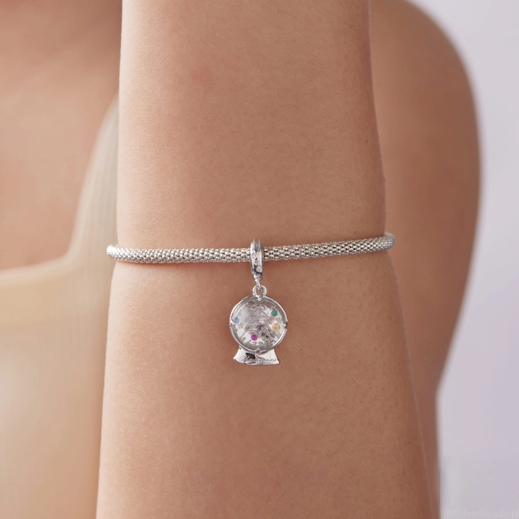 Charms srebro 925 ŚNIEŻNA KULA  koralik do bransoletki modułowej