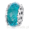 Srebrny charms ze szkła Murano z gwiazdkami srebrny koralik beads srebro 925