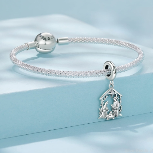 Srebrna modułowa bransoletka typu Pandora i charms STAJENKA
