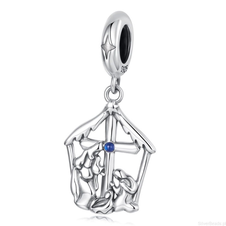 Srebrny charms SZOPKA bożonarodzeniowa zawieszka beads srebro 925