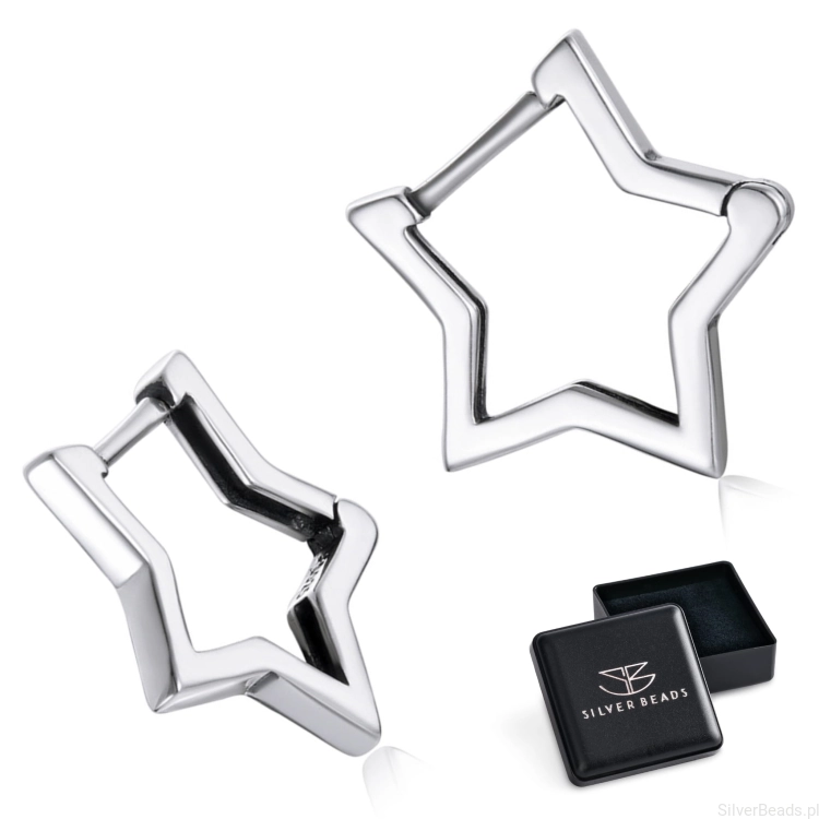 Kolczyki ze srebra 925 w formie geometrycznych gwiazd – stylowy, minimalistyczny akcent.