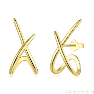 Srebrne kolczyki eleganckie nowoczesne sztyfty srebro 925 pozłacane