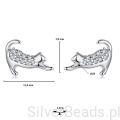Urocze kolczyki kot do głaskania – srebrna biżuteria z iskrzącymi kamieniami.