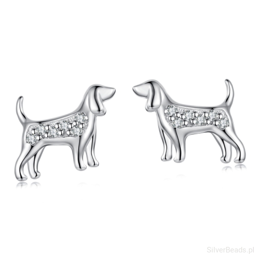 Srebrne kolczyki psy myśliwskie – elegancka biżuteria dla miłośniczek psów.