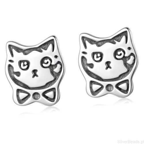 Srebrne kolczyki kotki – urocze kocie kolczyki ze srebra 925.