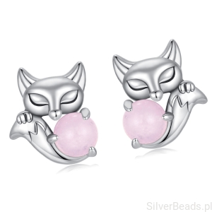 Srebrne kolczyki różowe LISKI sztyfty s925 dla idealne na prezent