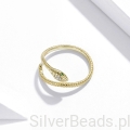 Delikatny pozłacany ring w kształcie węża – biżuteria srebrna