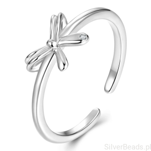 Srebrny uniwersalny pierścionek z drobną KOKARDKĄ  srebro 925