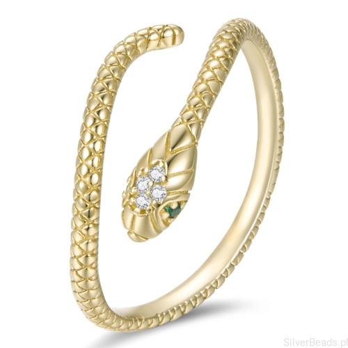 Pozłacany pierścionek w kształcie węża S925