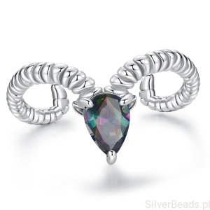 Srebrny ZODIAKALNY pierścionek regulowany dla BARANA srebro 925 