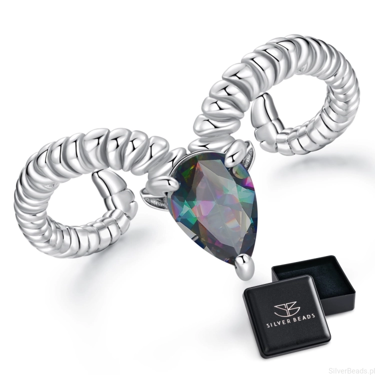 Biżuteria zodiakalna Baran – elegancki pierścionek ze srebra próby 925.