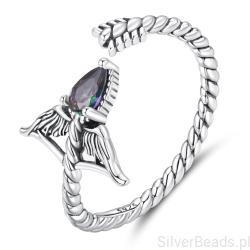 Srebrny ZODIAKALNY pierścionek regulowany dla STRZELCA srebro 925