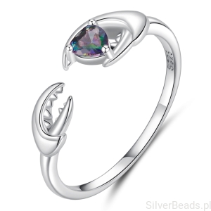 Srebrny ZODIAKALNY pierścionek regulowany dla RAKA srebro 925