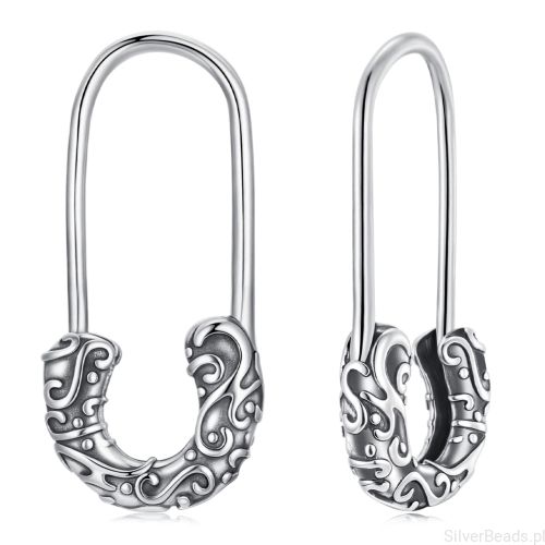 kolczyki srebrne agrafki z ornamentem