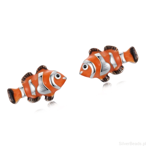 kolczyki srebrne rybki nemo wakacyjne