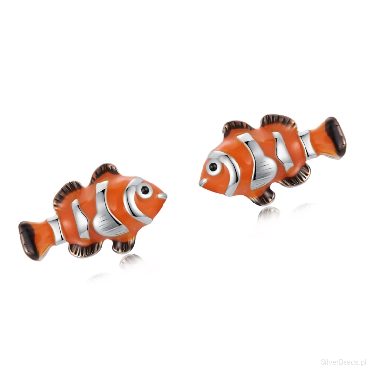kolczyki srebrne rybki nemo wakacyjne