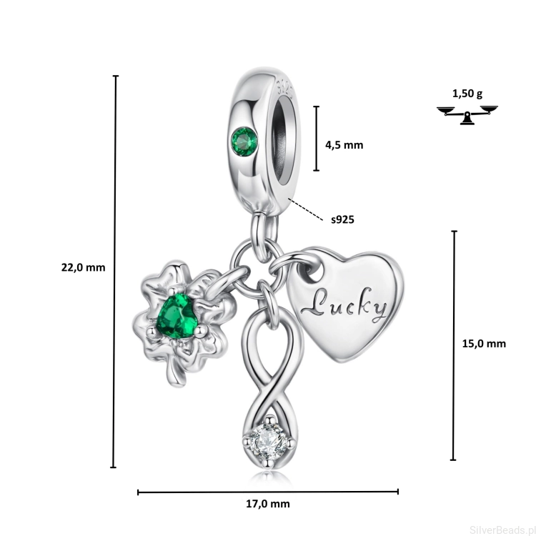 Charms „Lucky” – talizman przyciągający powodzenie i miłość.