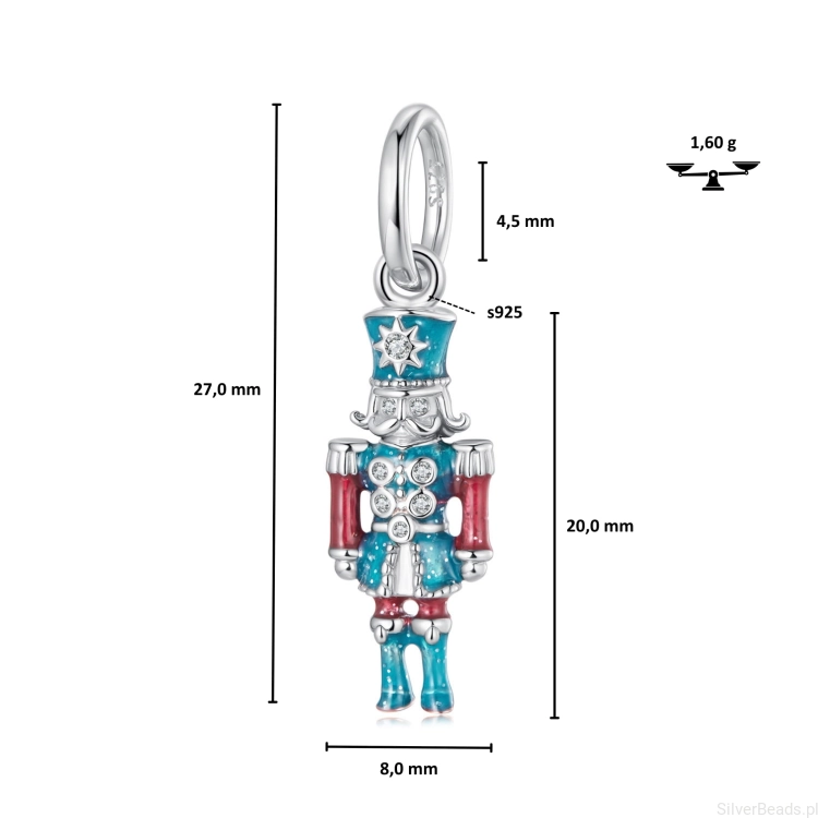 Kolorowa zawieszka Nutcracker – idealna na zimowe stylizacje.