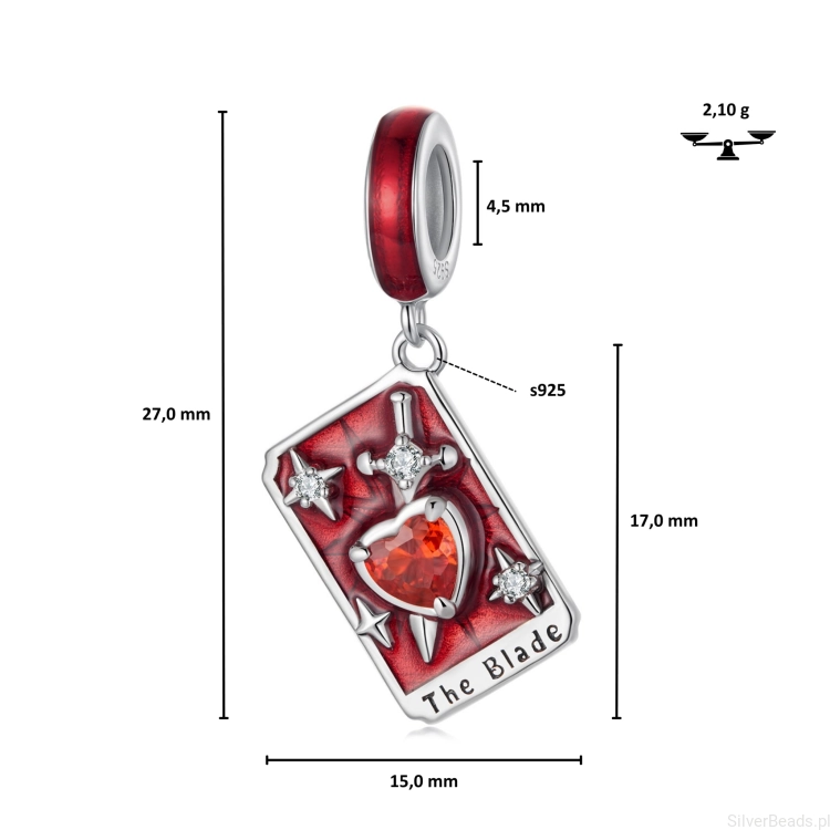 Charms „Ostrze” – symbol odwagi, siły i namiętności.