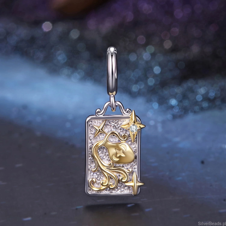 Elegancka zawieszka astrologiczna przedstawiająca znak Wodnika.