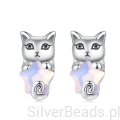 kolczyki srebrne kotki z gwiazdką