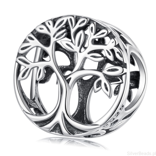 Srebrny charms drzewo życia – symbol siły i odrodzenia.