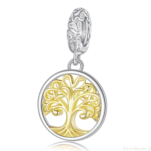 Złocony charms drzewo życia – symbol mocy i harmonii.