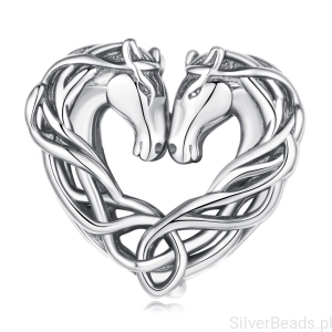 Srebrny charms serce KONIE srebro 925 koralik beads