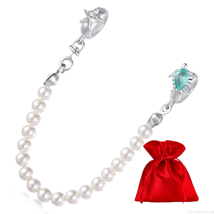 Elegancki stopper z perłami do bransoletek typu charms