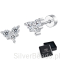 kolczyki trzy cyrkonie serce