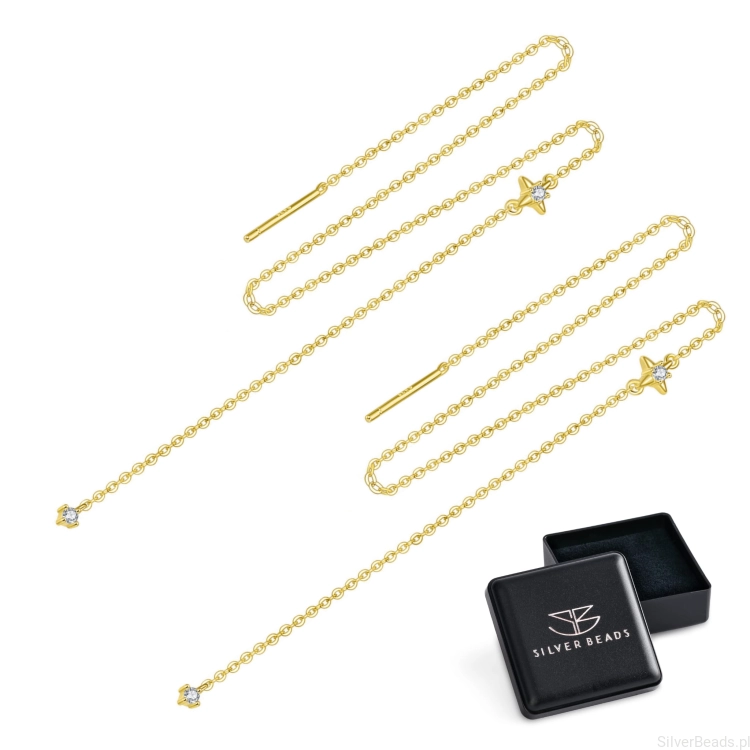 długie kolczyki chain z moissanitem eleganckie