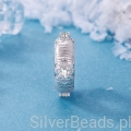 Bead śnieżny srebro 925 z blaskiem kryształków