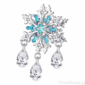 Srebrny charms PŁATEK ŚNIEGU z wiszącymi kryształami srebro 925 koralik beads