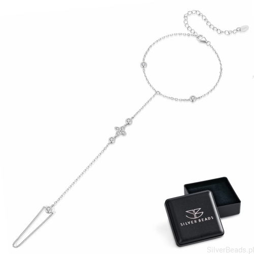 Elegancka hand chain z błyszczącymi zdobieniami 925.