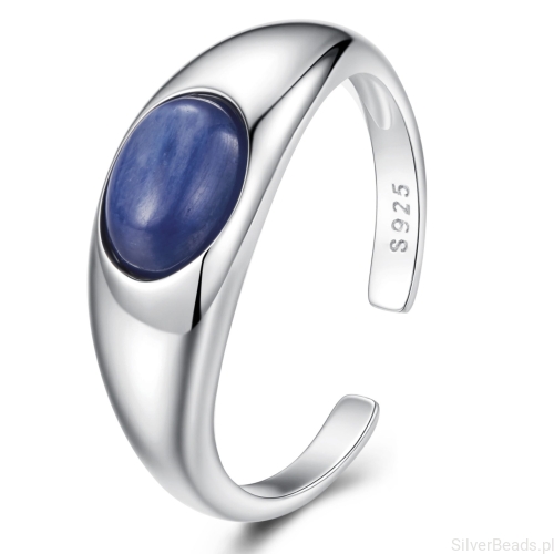 srebrny pierścionek z lapis lazuli