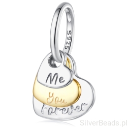 Charms trzy serca z grawerem „Me You Forever” srebro 925 pozłacane